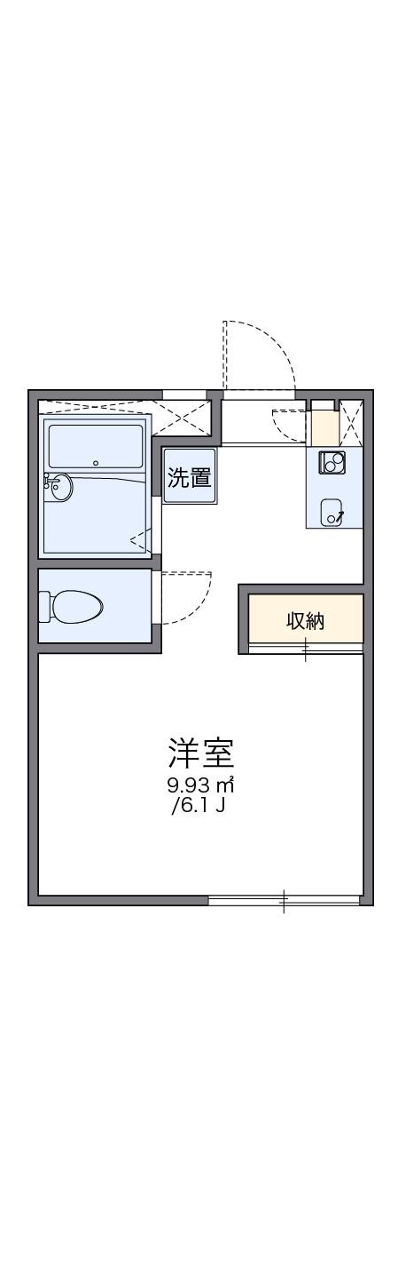 レオパレスグリーンヴェイル(1K/1階)の間取り写真