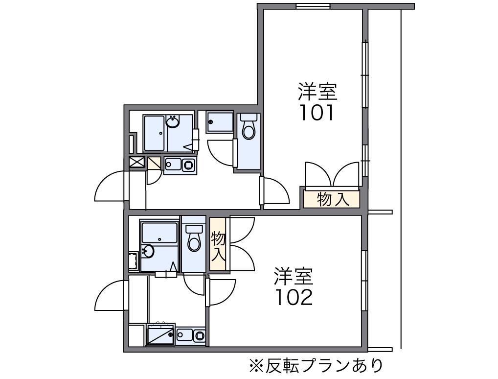 レオパレスシャンテ四之宮(1K/1階)の間取り写真