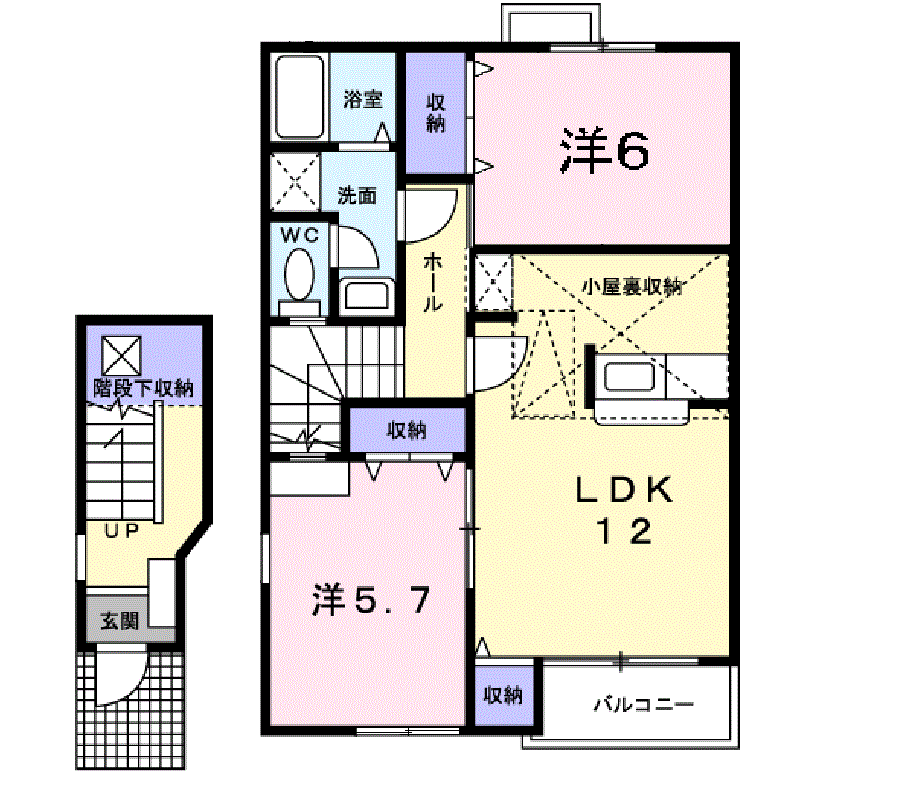 アビテイスⅠ(2LDK/2階)の間取り写真