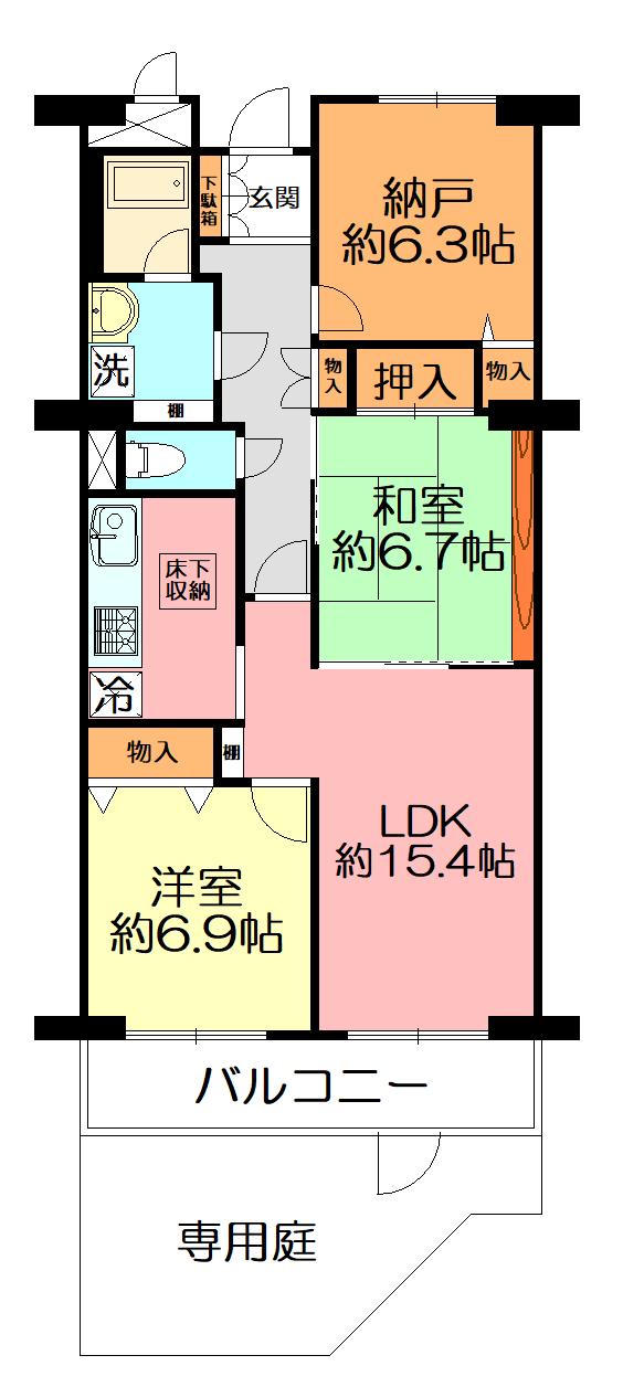 藤和ライブタウン鎌倉七里ヶ浜(2SLDK/1階)の間取り写真