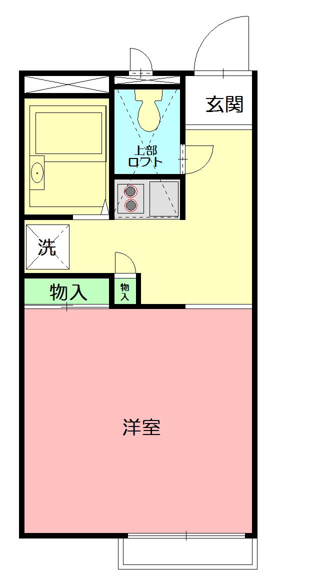 レオパレス藤野(1K/1階)の間取り写真