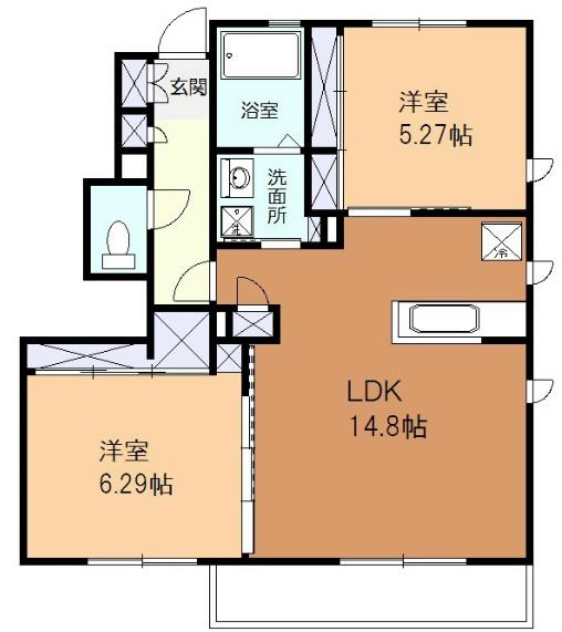 エスターナ ピッコロ(2LDK/1階)の間取り写真