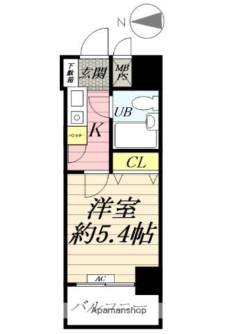 ライオンズプラザ平塚第2(1K/5階)の間取り写真