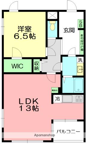 シーベルズ(1LDK/4階)の間取り写真