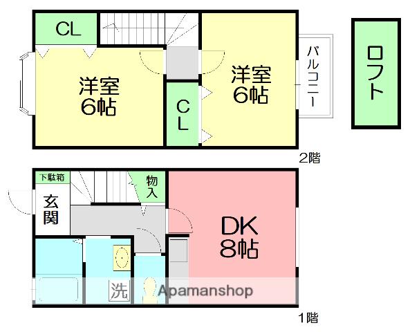 ブランフルール(2DK/1階)の間取り写真