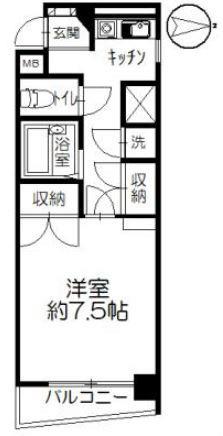 イーストピークV(1K/6階)の間取り写真