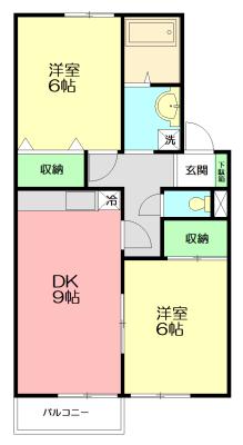 コスモエステート(2DK/1階)の間取り写真