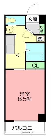 アルテール湘南(1K/6階)の間取り写真