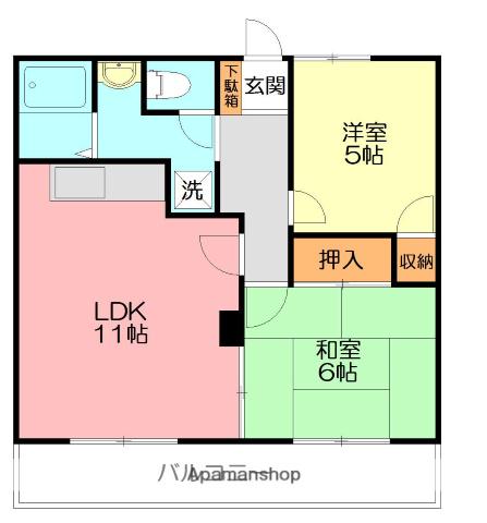メタセコイヤ(2LDK/1階)の間取り写真
