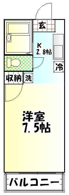 ノバビュー東海(ワンルーム/1階)の間取り写真