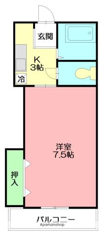 フォレスト(1K/1階)の間取り写真