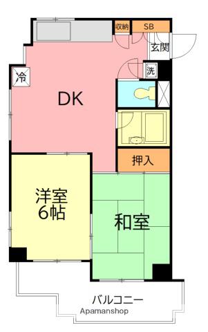 ジュネパレス平塚第6(2DK/2階)の間取り写真