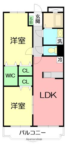 クレベール(2LDK/2階)の間取り写真