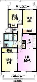 三洋ハイツ(1DK/2階)の間取り写真