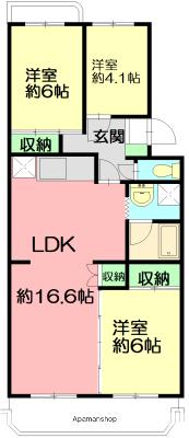 テレパレス辻堂西海岸B棟(3LDK/1階)の間取り写真