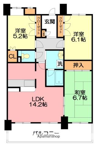 アズフローラいずみ野(3LDK/6階)の間取り写真