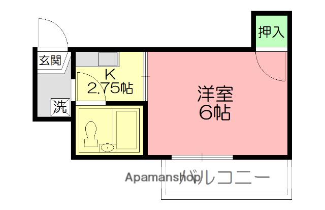 オリエンタルコート(1K/2階)の間取り写真