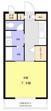 エクセルコート上ノ原(1K/2階)の間取り写真