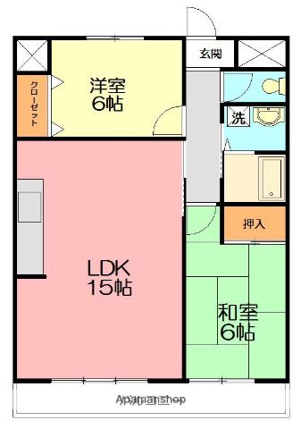 リステージ湘南川名(2LDK/4階)の間取り写真