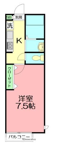 ブリス ド・メール(1K/2階)の間取り写真