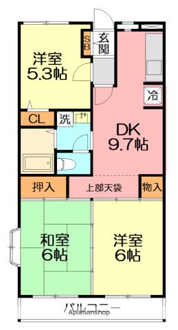 ベルデュール湘南太平台(3DK/2階)の間取り写真