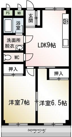 東ハイツ B(2DK/3階)の間取り写真