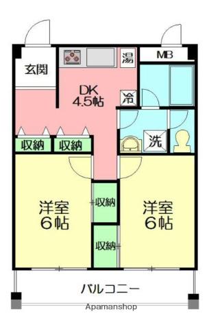 パークテラス鎌倉岡本(2DK/4階)の間取り写真