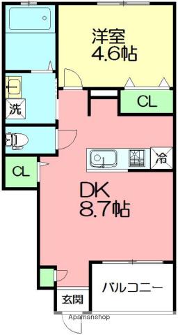 レザンベルク(1DK/1階)の間取り写真