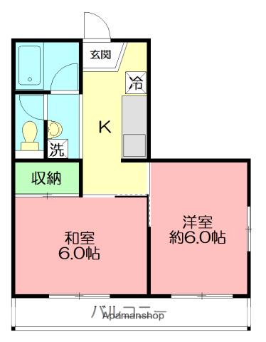 第一アサヒハイツ(2K/3階)の間取り写真