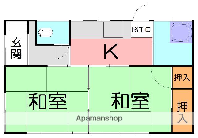 小田急電鉄江ノ島線 湘南台駅 バス乗車時間：8分 遠藤北原バス停で下車 徒歩1分 1階建 築56年(2K)の間取り写真