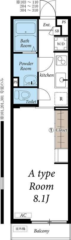 リブリ・プモリⅢ(1K/1階)の間取り写真