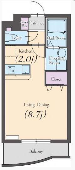 フェリーチェ K(ワンルーム/2階)の間取り写真
