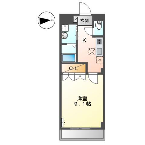 パラシオン平塚(1K/1階)の間取り写真
