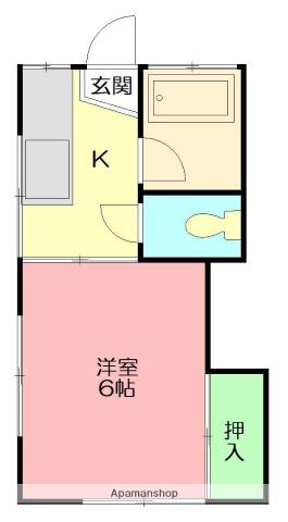 小田急電鉄小田原線 東海大学前駅 徒歩10分 2階建 築44年(1K/1階)の間取り写真