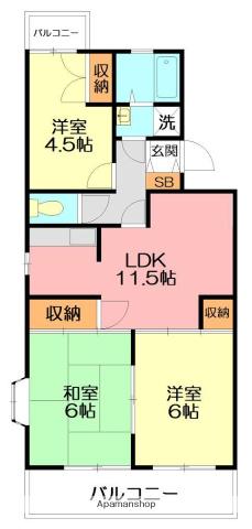 マリナスパジオ(3LDK/4階)の間取り写真