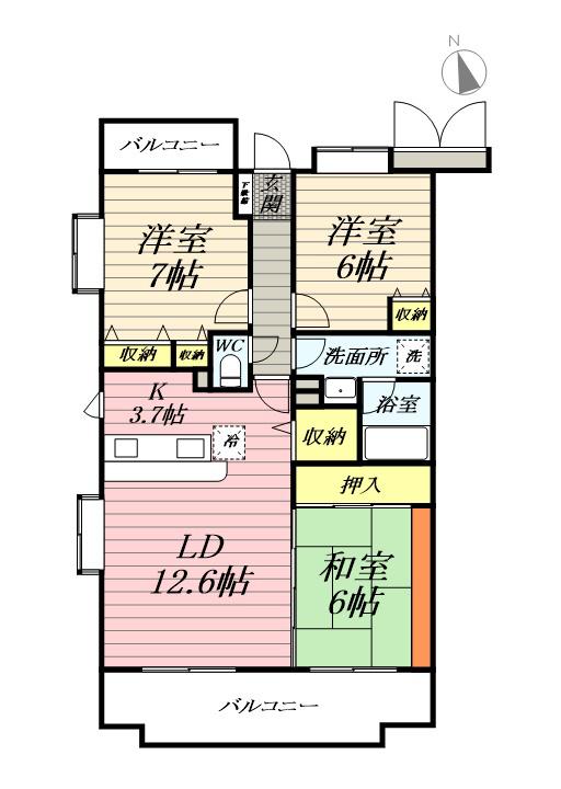 ファーストヒル天神(3LDK/2階)の間取り写真