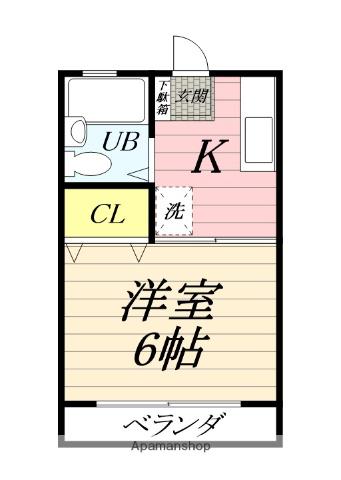 ヤマフジハイツC(1K/1階)の間取り写真