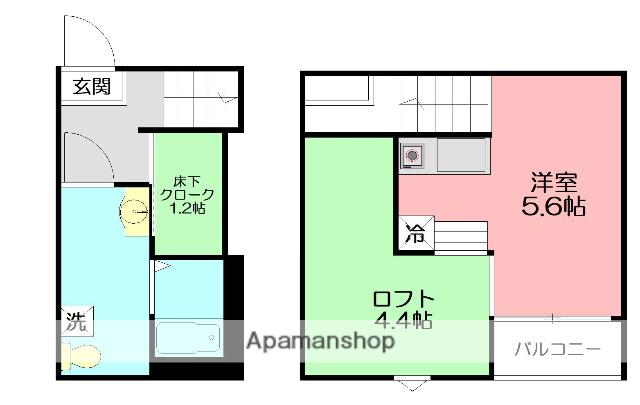 アミティテラス(1K/1階)の間取り写真