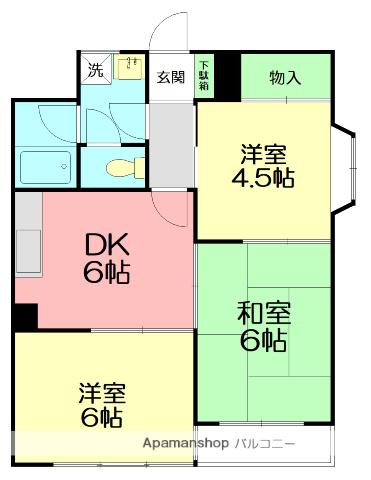 セレーノ東町Ⅱ(3DK/3階)の間取り写真
