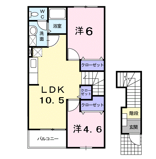 プラム ブルック(2LDK/2階)の間取り写真