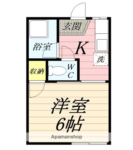 ハイツ日の出(1K/1階)の間取り写真