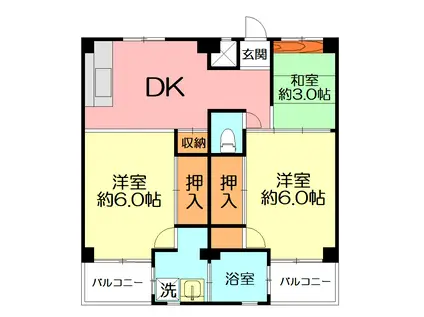 ビレッジハウス鎌倉3号棟(3DK/4階)の間取り写真