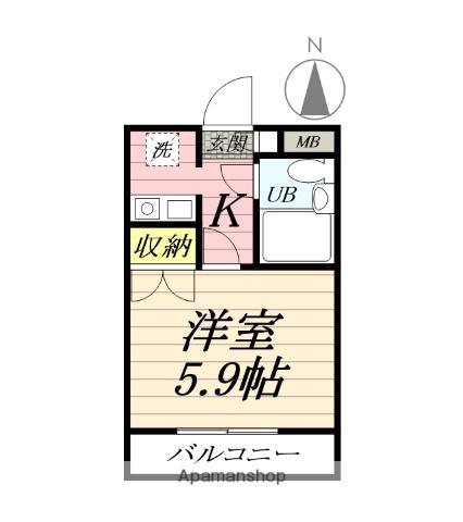 マインズ大和(1K/1階)の間取り写真