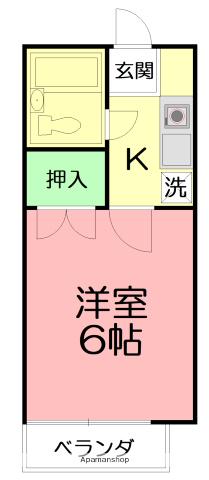 JOYフル六会(1K/1階)の間取り写真