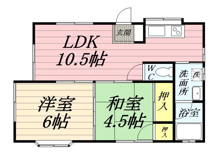メゾンサンライトⅢ(2LDK/1階)の間取り写真