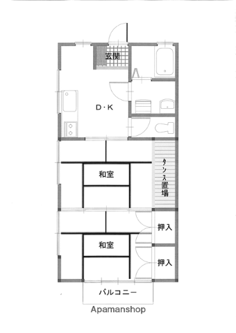 クリーンヒルス(2DK/2階)の間取り写真