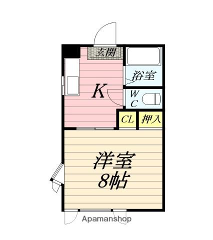 エスポワールⅠ(1K/2階)の間取り写真