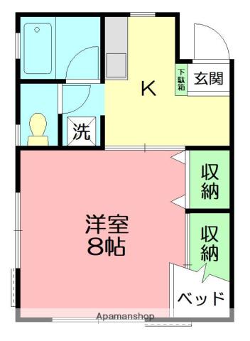 ユニバースヒルTK(1K/1階)の間取り写真