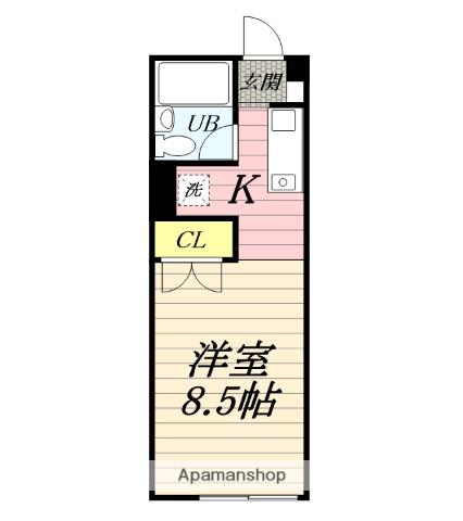 テニメントヒル(ワンルーム/1階)の間取り写真