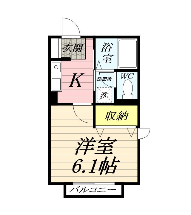 ベルパエーゼ(1K/2階)の間取り写真